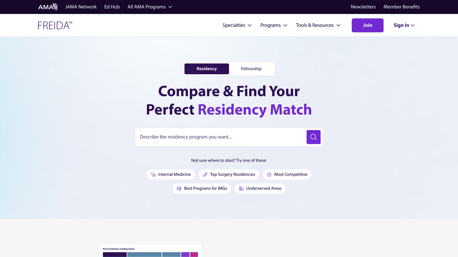 The FREIDA home page: compare and find your residency match